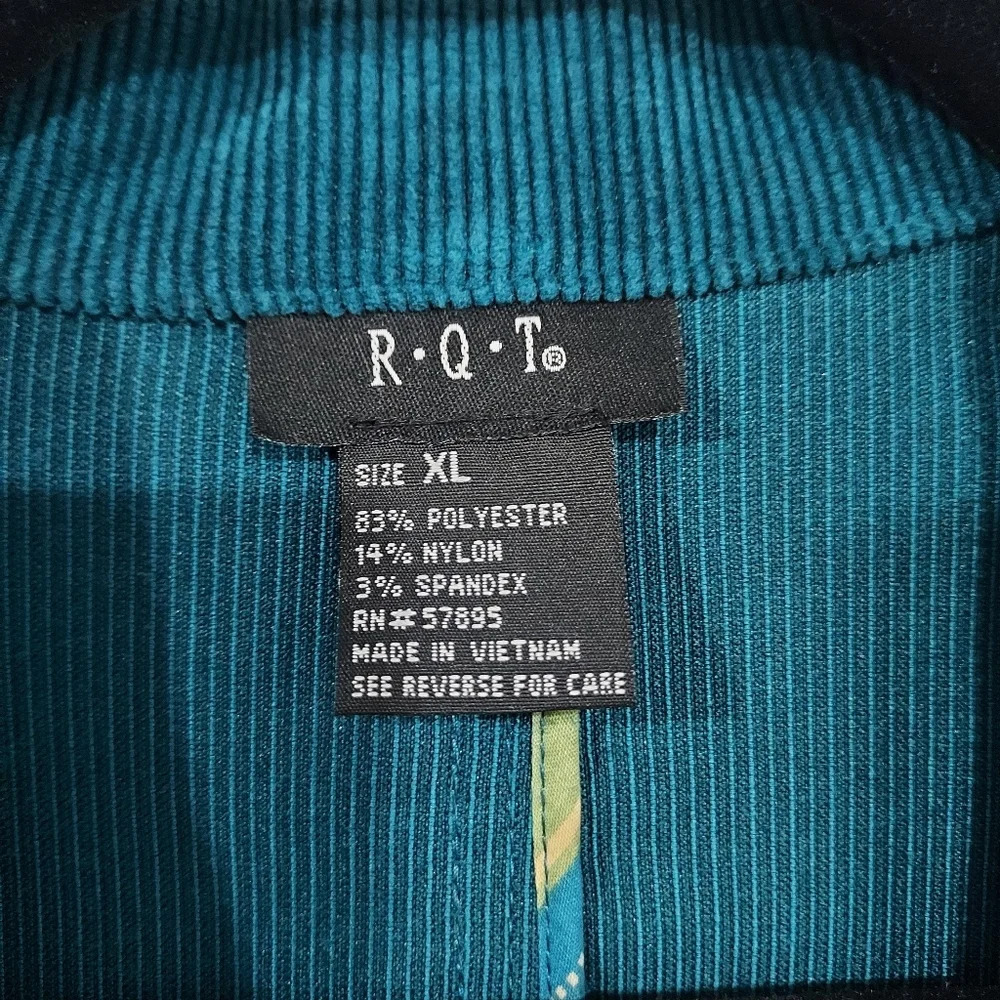 RQT Teal Blue Corduroy Double Lapel Lightweight Jacket in Size XL - Picture 2 of 11